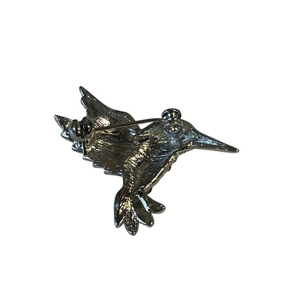 Hummingbird Brooch With PINK Rhinestones & Silver-Tone Finish - Picture 4 of 4